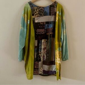 Vintage SIMATADELA Simone Vary Lioni Boho Batik Patchwork Tunic Top Sz M/L FLAWS